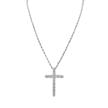 Classic 0.5 carat Round Diamond Cross in 14k White Gold